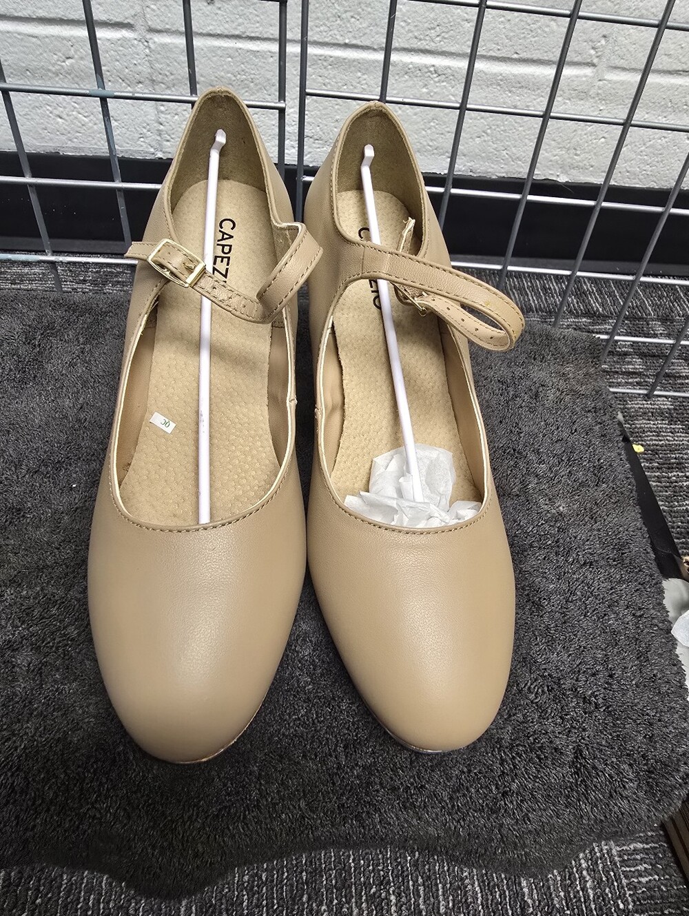 Capezio Beige Mary Jane Ballet Flats with Strap